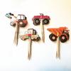 24pcs Cartoon Car Truck Excavators Cupcake Toppers Pick Child Boy Birthday Party Wedding Cake Flag Decoration Supplies Kids Gift