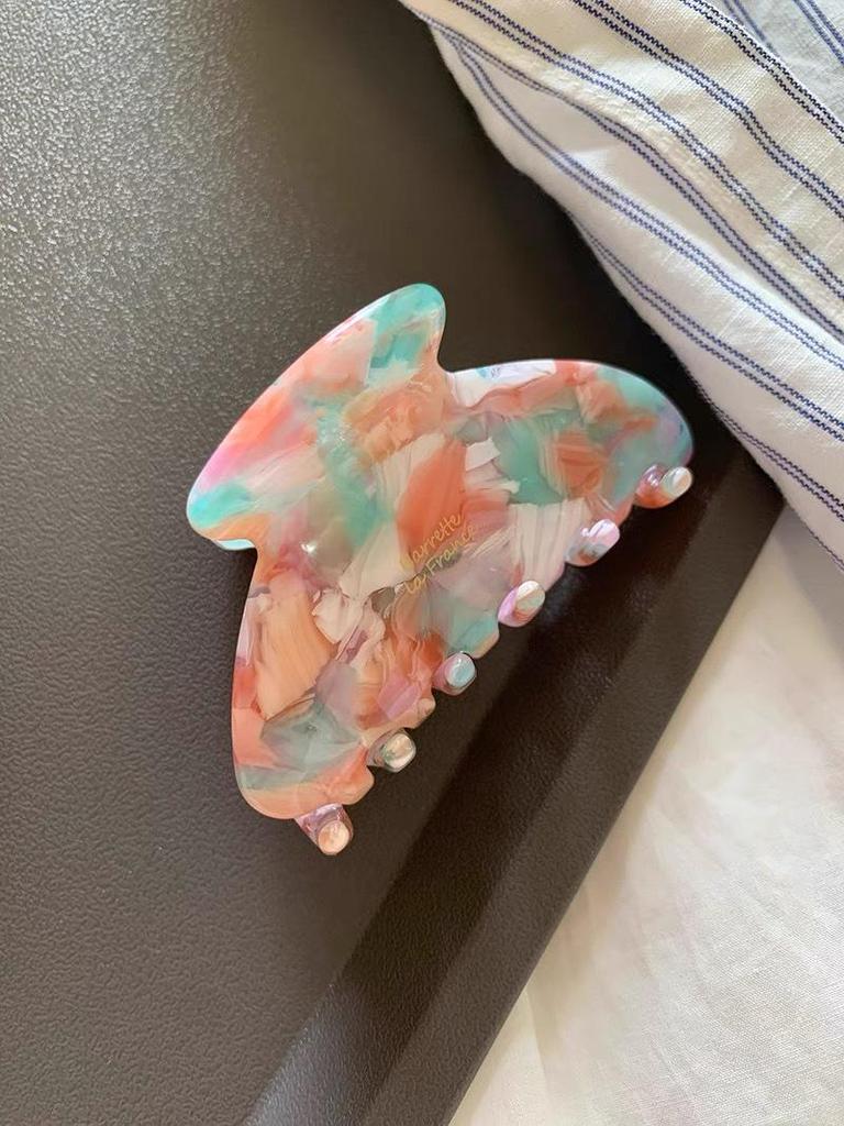 Французская золотая этикетка Jelly Solid Color Medium Hair Clip - Acetic Acid Half-Claw Shark Clip