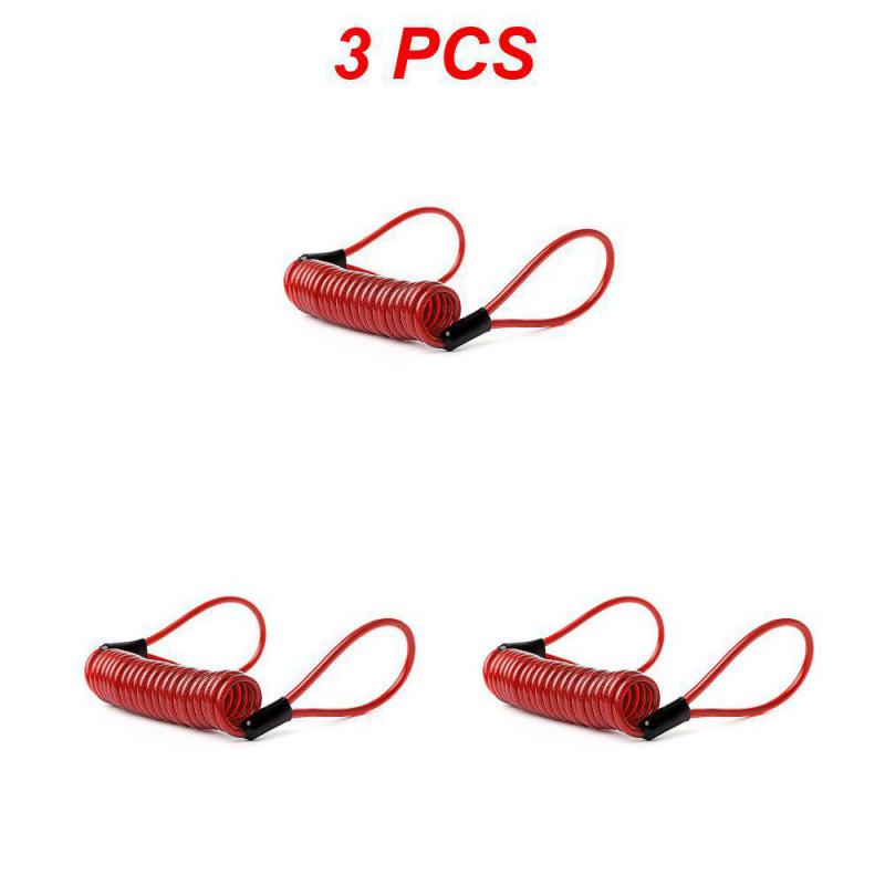 5Pcs 150CM Motorcycle Brake Disc Lock Scooter Reminder Cable Bicycle Spring Rope Bag Anti-Theft Cable Protection Alarm Locks