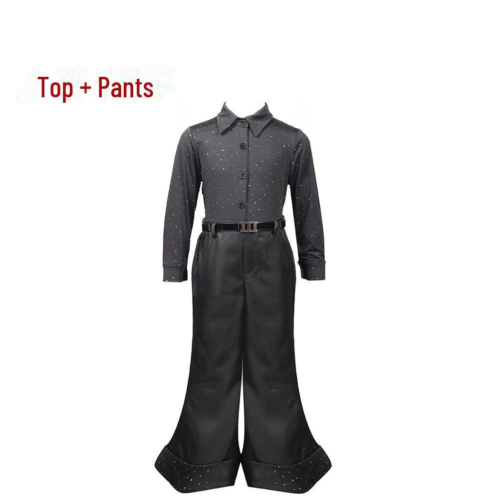 Детский ретро-диско-наряд 70-х годов с пайетками для показов на подиуме