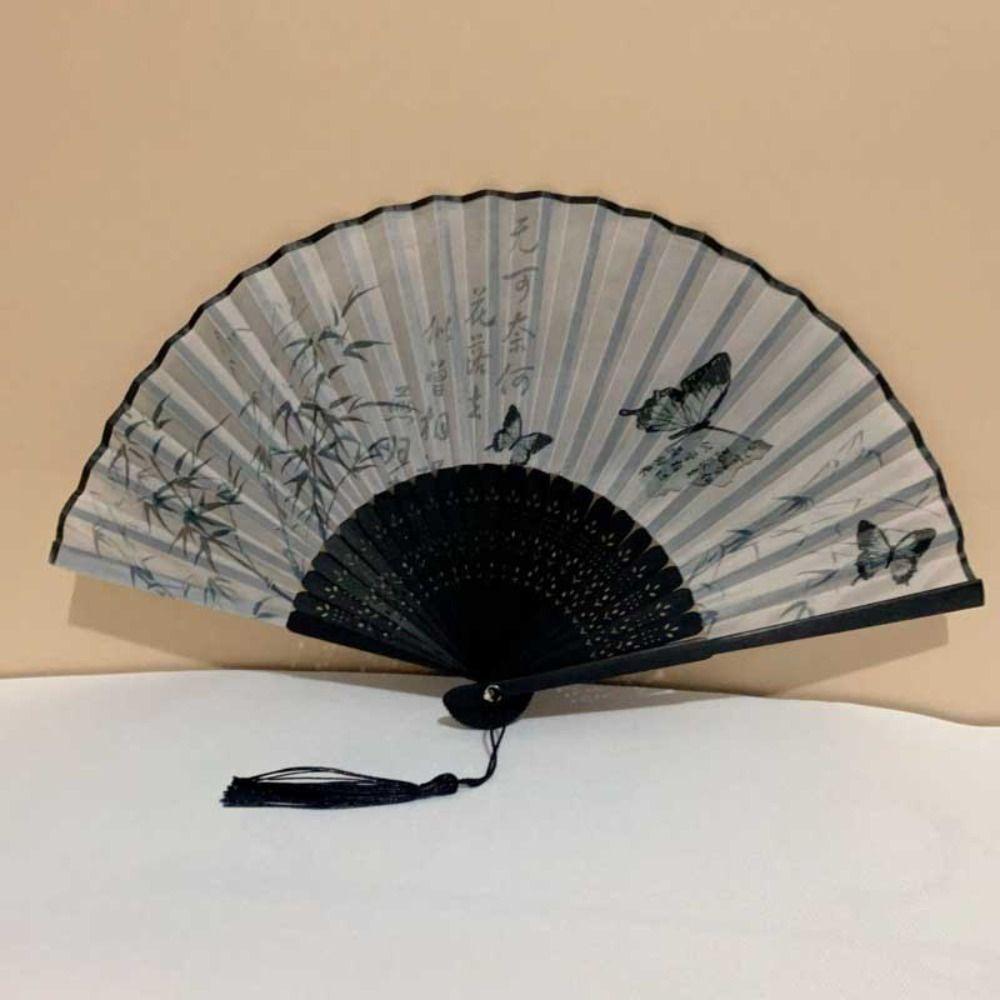 Веер для классического танца в китайском стиле, высококачественный веер с росписью тушью, новый складной веер с кисточками