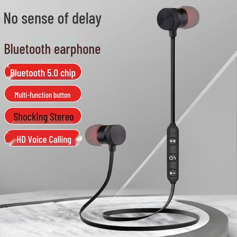 Binaural Bluetooth 5.0 Sports Earphones with Long Standby, Magnetic Absorption, and Noise Reduction - Model 002