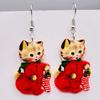Рождественские серьги «Санта Чихуахуа и котенок» - Европейские и американские праздничные украшения