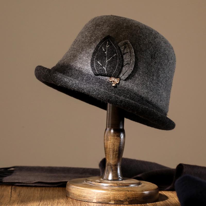 Шерстяная рыбацкая шляпа, женская осенне-зимняя теплая модная шляпа-цилиндр с темпераментом, шляпа-тазик для мамы