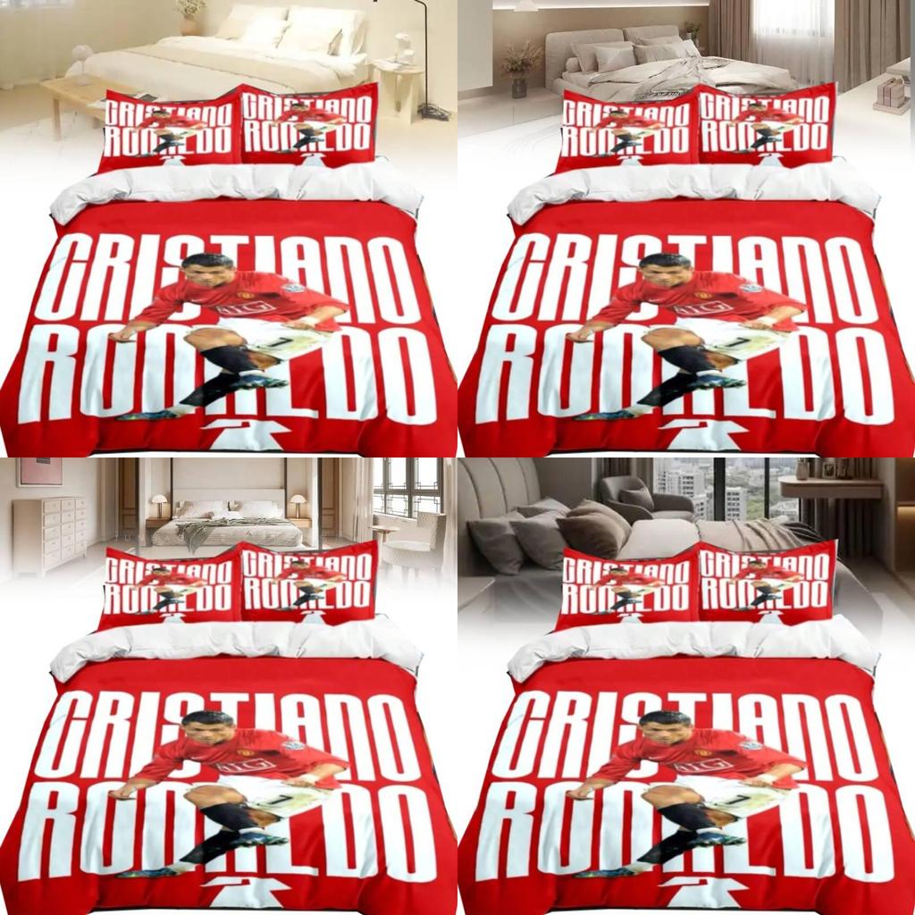 Комплект постельного белья с пододеяльником Cristiano Ronaldo из мягкого материала для комнаты мальчиков и девочек