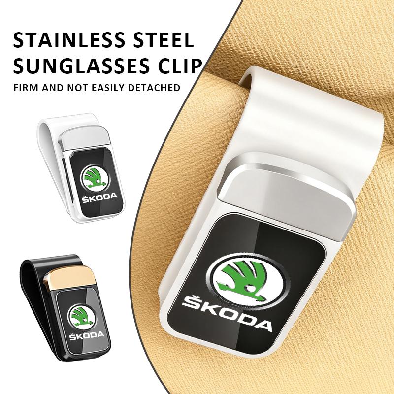 LOLL4 For Skoda Car Sun Visor Glasses Holder Auto Eyeglasses Storage Box Storage Tools Rapid Octavia Derivative Enyaq-iV VisionS Yeti