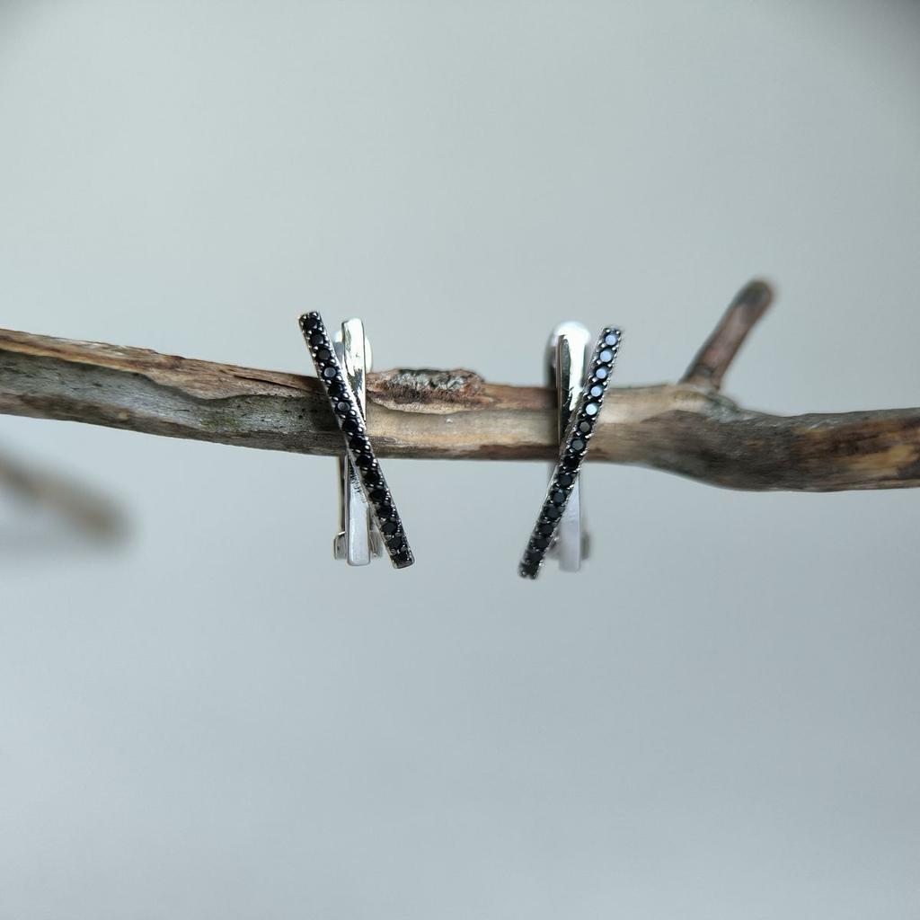 Серебряные серьги с фианитами (2187455)