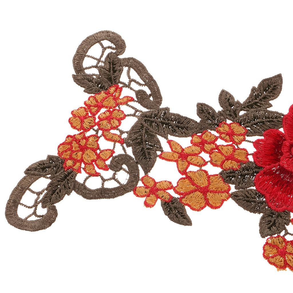 Цветок Роза Шитье Утюгом На Рукоделие Аппликация Вышивка Нашивки Кружевные Отделки Ткань Мотив Венеция - Красный