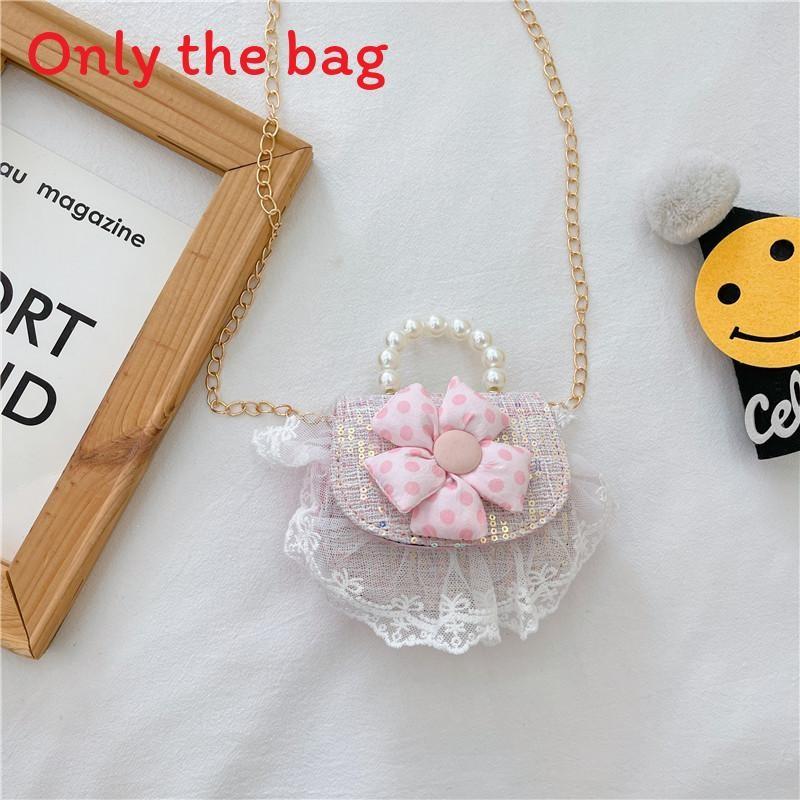 Bag Crossbody Kid With Pearl Handle And Flower Bear Rabbit Decoration