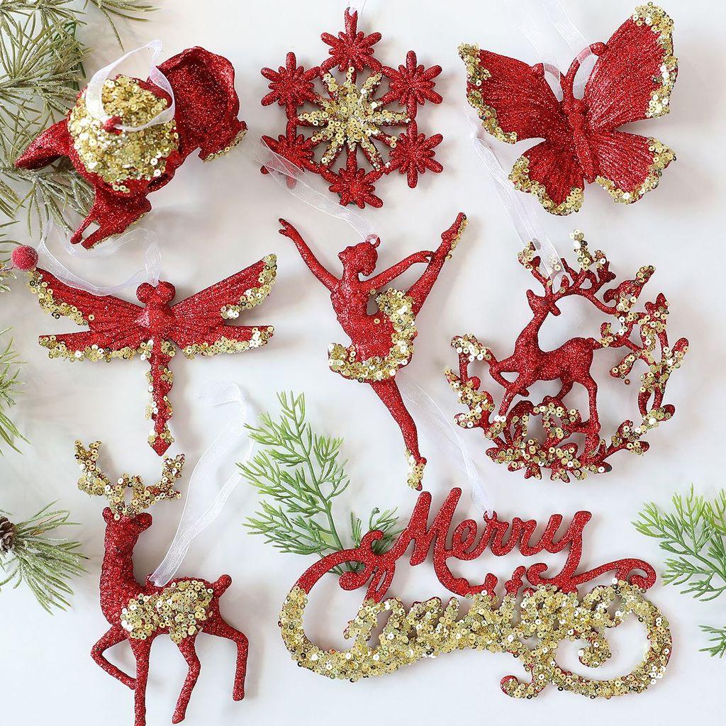 Creative Tree Christmas Snowflake Star Shaped Pendant Holiday Decoration Props