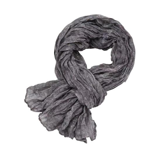 Women Scarf Solid Color Pleated Design Versatile Long Scarf Retro Style Versatile Comfortable Cotton Linen Shawl