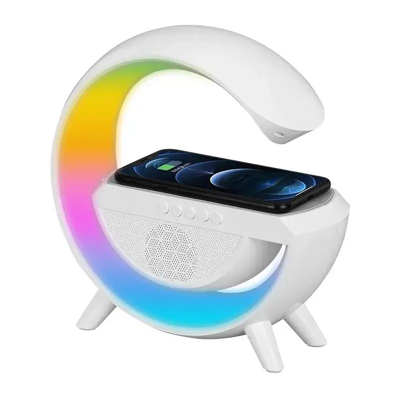BIG G Multifunction Bluetooth Speaker RGB Night Light Fast Wireless Charger Stand For iPhone Samsung Xiaomi Charging Station