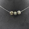 Stones and Minerals. 3-pearl Dalmatian Jasper Necklace 8 Mm. Stainless Steel Chain Necklace Women Men. Customizable Size