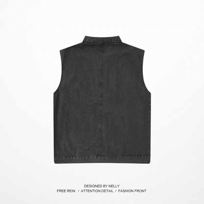 Men's Workwear Denim Vest Spring and Autumn Jacket Bf Y2k Style Loose Sleeveless Vest Men Clothing