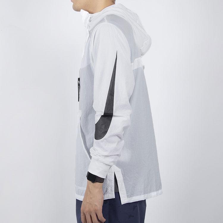 Nike Мужская куртка с капюшоном и полумолнией Big Swoosh Spring Edition, белый цвет CW6207-100