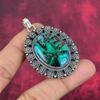 Copper Malachite Pendant, 925 Solid Sterling Silver Gemstone Jewelry, Handmade Pendant, For Thanksgiving
