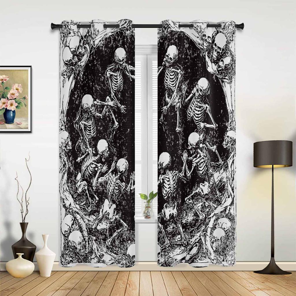 Шторы ужасов с изображением черепа для спальни, гостиной, кухни, детской комнаты, оконные занавески, современный домашний декор