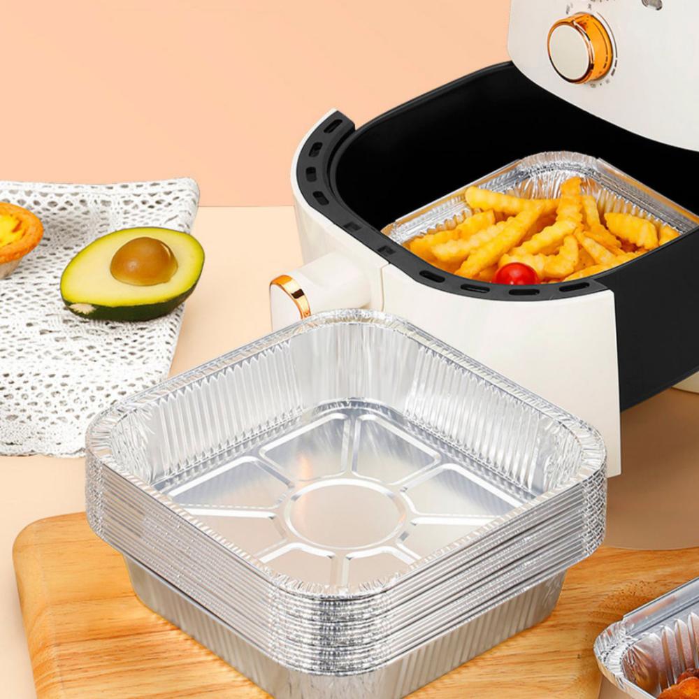 20CM Air Fryer Aluminum Foil Pan Square Oven BBQ Tray Kitchen Supplies Kitchen Baking Tool