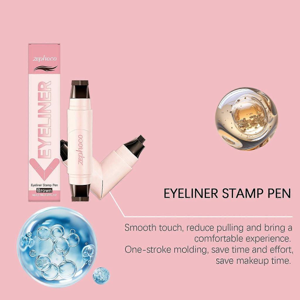 Zephoco Double-Head Seal Eyeliner (Brown) Has A Natural Brown Tone, Smooth Color Development, And Is Not Prone To Smudging. It Is Versatile