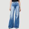 Gradient Color Multi Pockets Button Fly Tassel Women Jeans Fashion Mid-Waist Women Flare