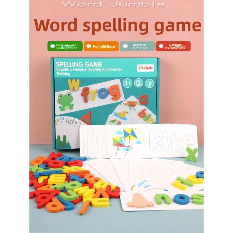 Деревянный пазл с алфавитом для детей, развивающая игрушка с составлением слов для дошкольного обучения