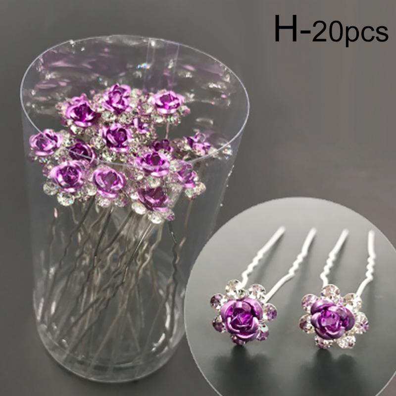 20 шт. свадебные шпильки модные стразы роза цветок заколки для волос головной убор U-образные заколки заколки для волос палочка для волос