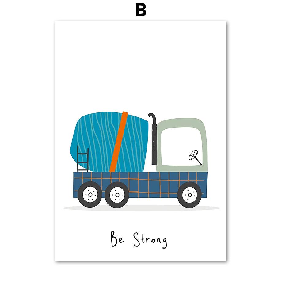 Экскаватор-кран, грузовик, алфавит, номер, имя, на заказ, настенное искусство, холст, живопись, постеры и принты, фотографии для декора детской комнаты