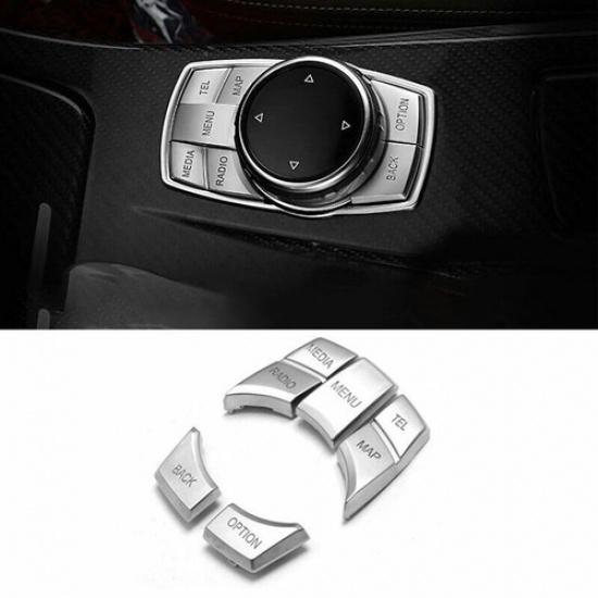 Large Multimedia Replacement Switch Trim For 2013- BMW 3 4 Series GT Silver