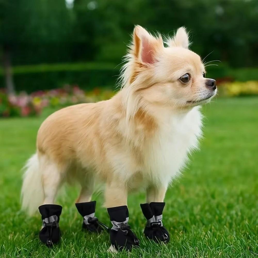4Pcs Anti-Slip Pet Dog Shoes Waterproof Anti-Scratch Anti-slip Rain Boots Adjustable Drawstring Thick Grip Pet Paw Accessories
