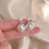 1 Pair Beautiful Ear Studs Minimalist Women Double-sided Big Faux Pearl Stud Earrings Jewelry AVE