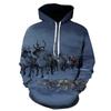 2024 Spring and Autumn Santa Claus Riding Deer Gift 3D Digital Printing Men's Hooded Hoodie