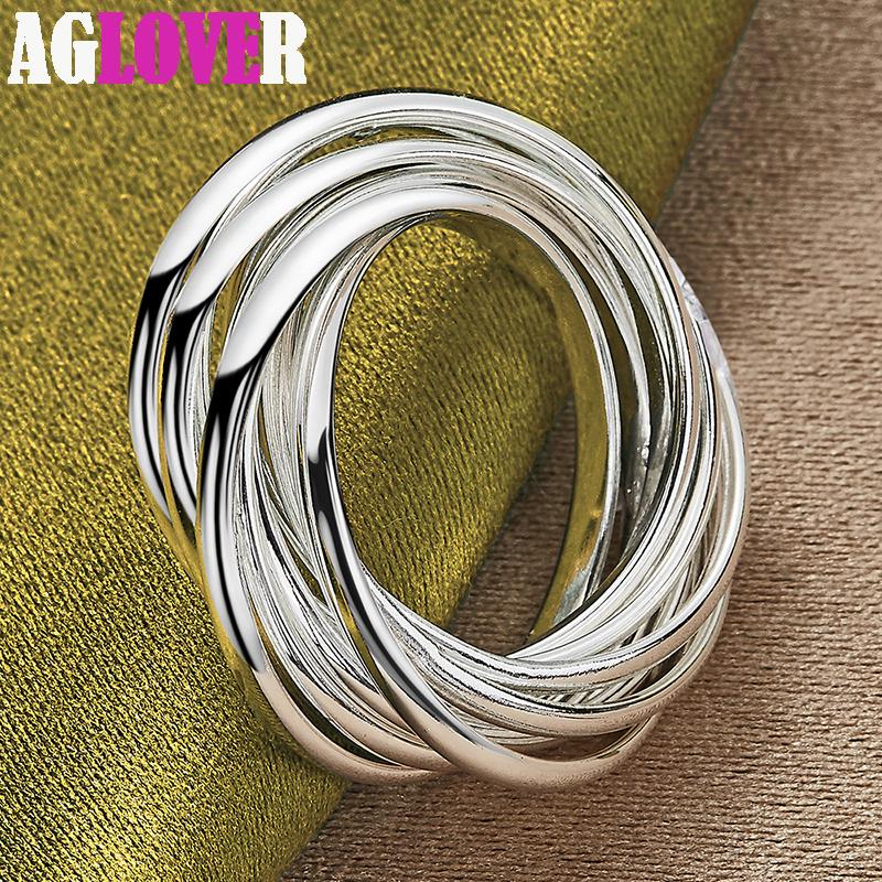 Ювелирные изделия из стерлингового серебра 925 пробы с пятью кругами в форме катушки