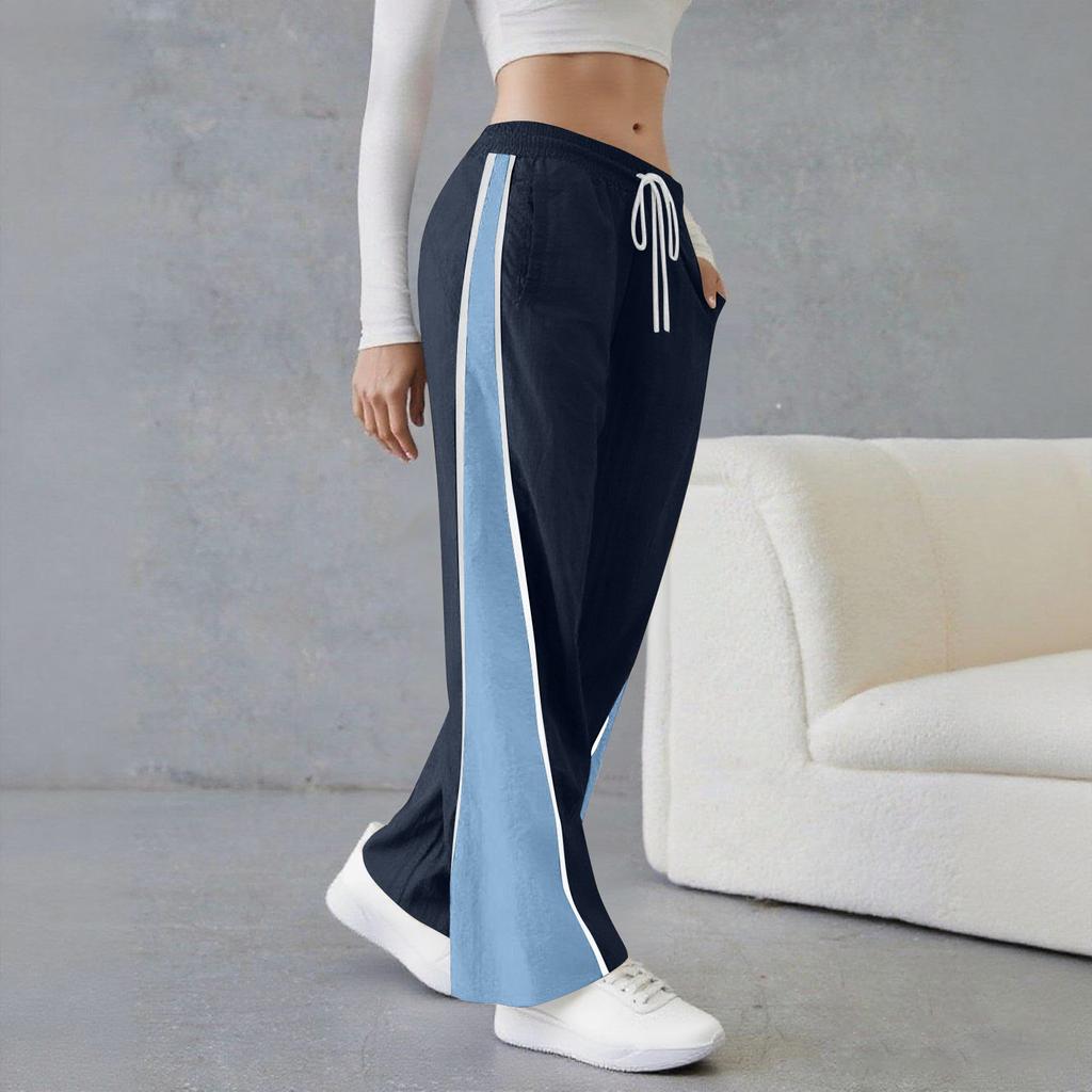 Women's Loose Wide Leg Sweatpants Casual Drawstring Elastic Waist Colorblock Sportswear Pants