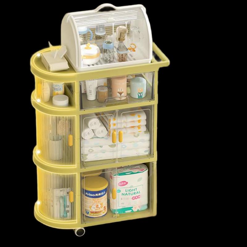 Yeya Foldable 4-Tier Storage Cart with Cabinet
