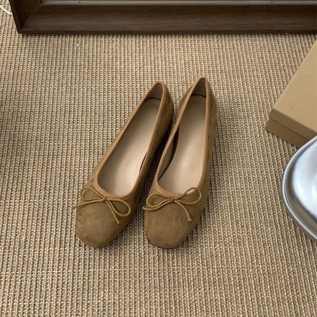 Внутреннее увеличение высоты замша светлый рот красный одинарные туфли женские толстая подошва на одном педале женские туфли с юбкой желтые туфли Doudou