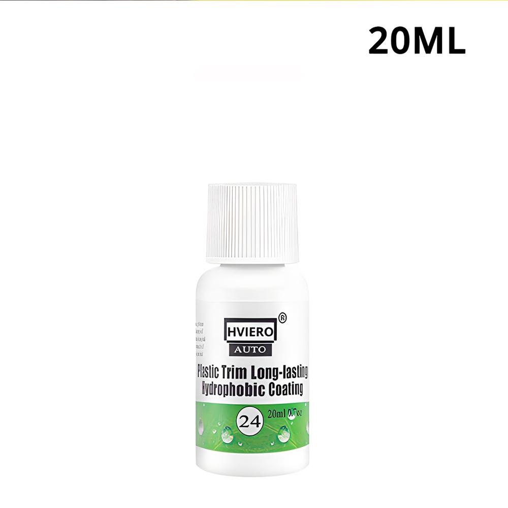 HVIERO-24 Plastic Trim Coating Long-Lasting Hydrophobic Car Exterior Plastic Restorer Aging Plastics Turn Black Bright 20/50ml