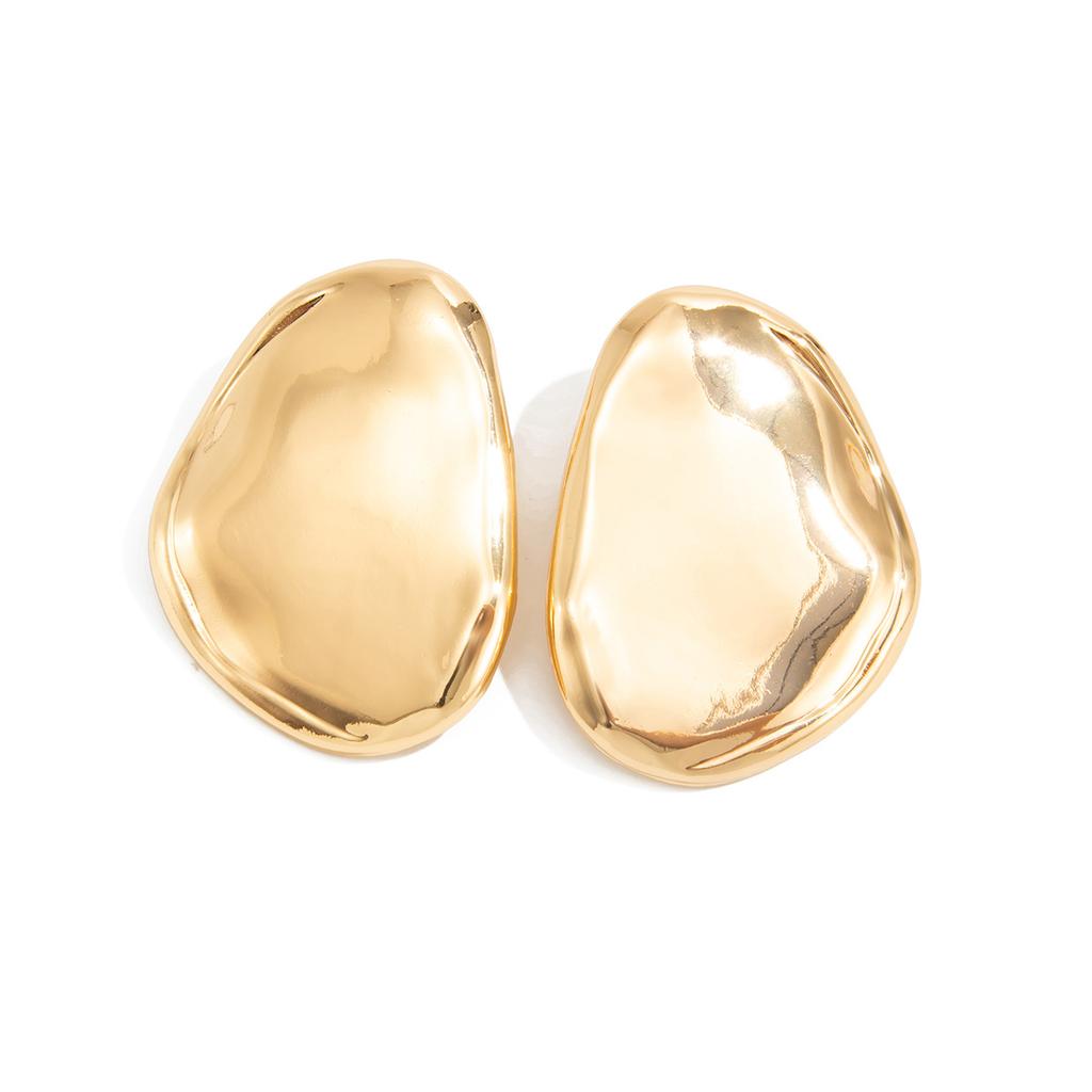 Fashion INS Metal Wrinkled Round Earrings Exaggerated Swan Texture Smooth Earrings for Women