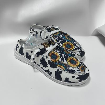 Повседневные лоферы на одной педали, женские, большого размера, с леопардовым принтом, коровьим принтом, подсолнухом, полусабо