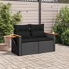 VidaXL Canapé de Jardin avec Coussins 2 Places, Siège avec Dossier, Meuble de Patio Arrière-cour Terrasse Extérieur, Noir 365994
