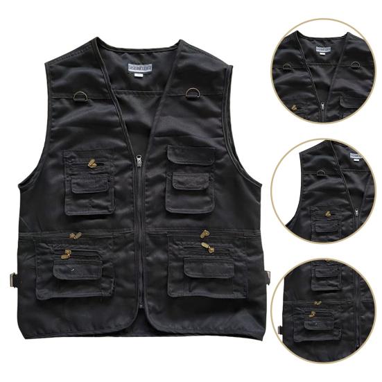 Мужской жилет с несколькими карманами, летний жилет без рукавов на молнии с v-образным вырезом, жилет-карго для уличной фотографии, свободный жилет