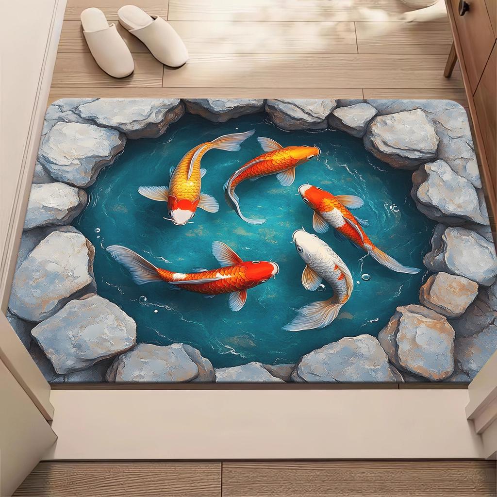 VIAKMA Bathroom 3D Visual Ocean-Style Toilet Seat Non-Slip Floor Mat In Bathroom Entrance Carpet For Foyer Home Decoration