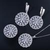 Ki0074 Flower-Shaped Zircon Set, Exquisite Necklace, Earrings, And Ring Three-Piece Set.