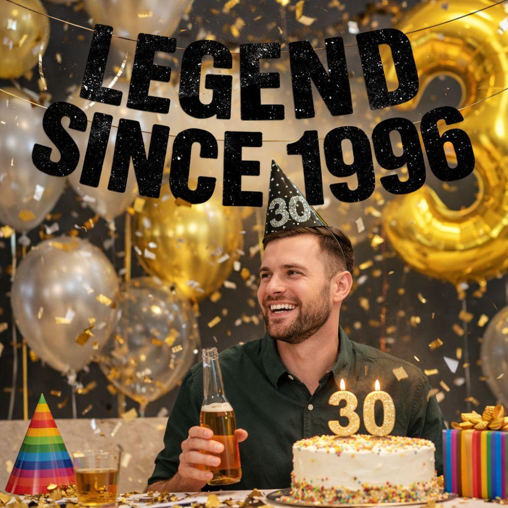 Black Paper Legend Since 1996 Banner Garland Handmade Happy Birthday Banner Decorative Celebrate Party Scene Prop Gift Giving