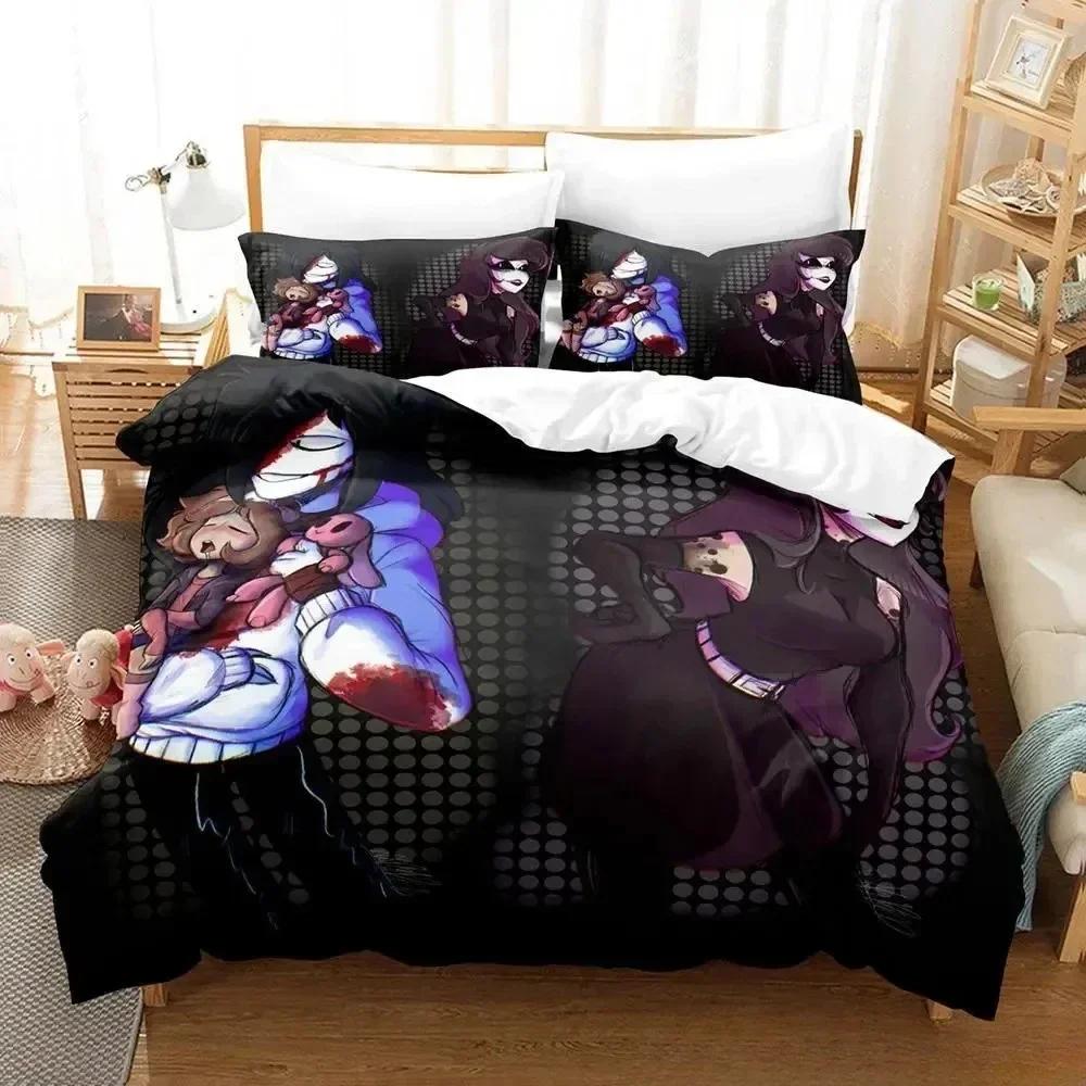 Jeff and Jane Creepypasta Bedding Set Single Twin Full Queen King Size Bed Set Adult Kid Bedroom Duvet Cover Sets 3D Print