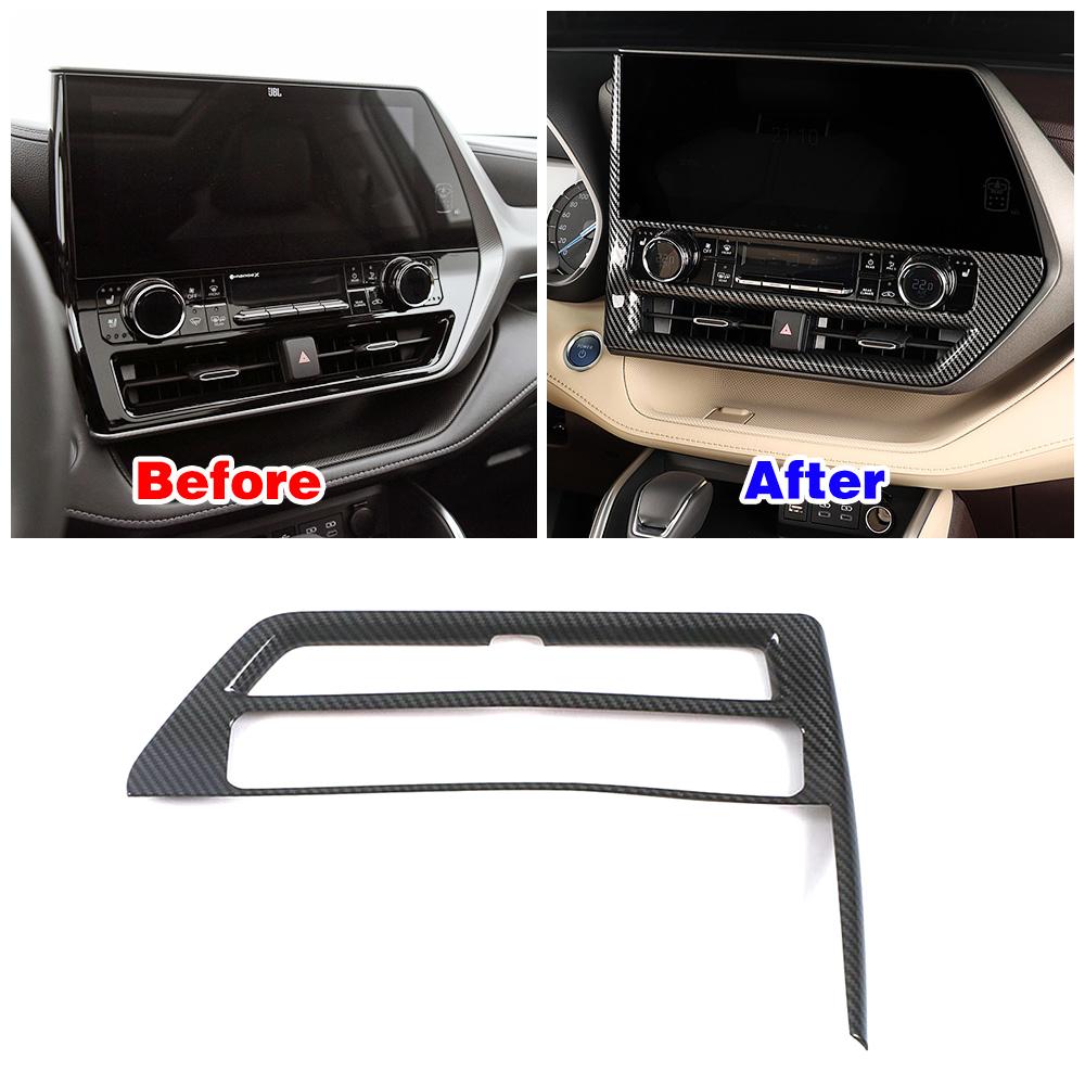 Для Toyota Highlander XU70 2024 года выпуска, аксессуары для салона автомобиля, молдинги, стильная центральная часть управления, отделка из углеродного волокна