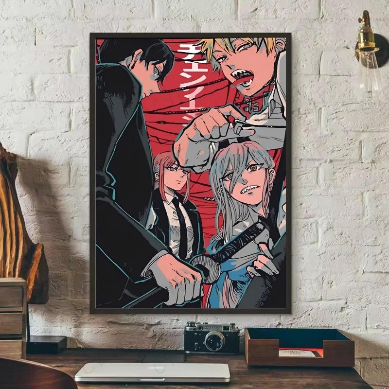 Человек-бензопила Аниме Постер HD арт липкий на стену водонепроницаемый для дома гостиной спальни бара эстетичное украшение