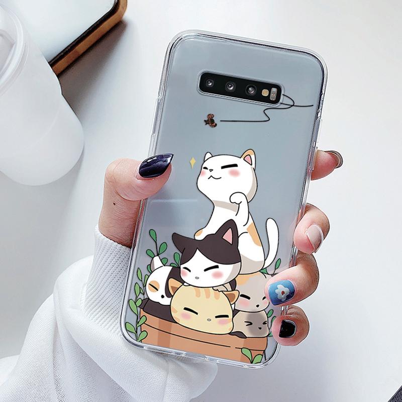 For Samsung Galaxy S10 S10E S 10 Plus Phone Case Cartoon Back Cover Transparent Soft Silicone Flower Funda For Samsung S10+ Cute