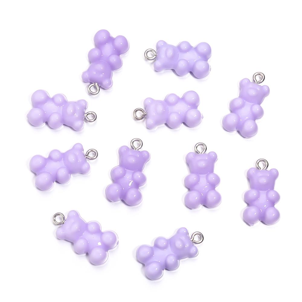 10Pcs/Lot 22×12mm Acrylic Pendant Macaron Colored Mini Bear Pendant For Diy Cute Necklace Earrings Gift Jewelry Accessories