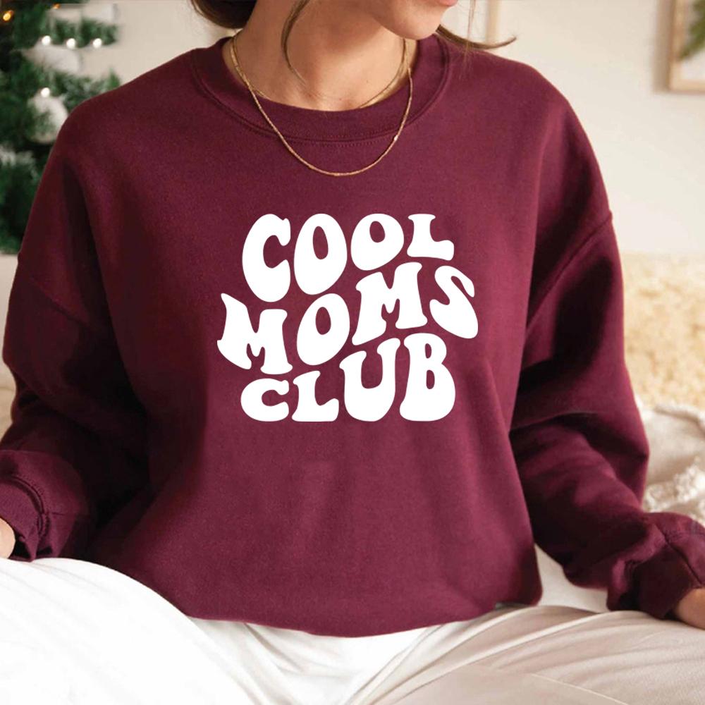 Толстовка Cool Moms Club, толстовки Mom Life, женские толстовки с длинным рукавом, повседневные толстовки с графическим принтом, подарок на день рождения для мам