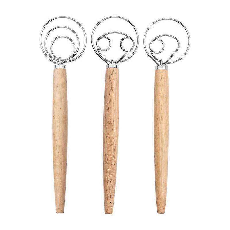 Dough Whisk Bread Mixer Premium Stainless Steel Whisk With a Dough Scraper for Bread, Pastry or Pizza Dough - Perfect Baking Tool(3pcs, silver)